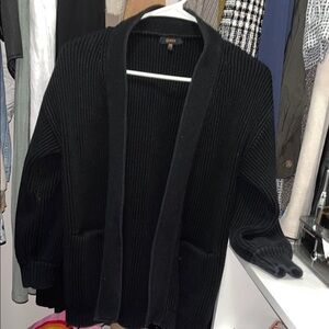 Organic Cotton Quince Black Ribbed Cardigan